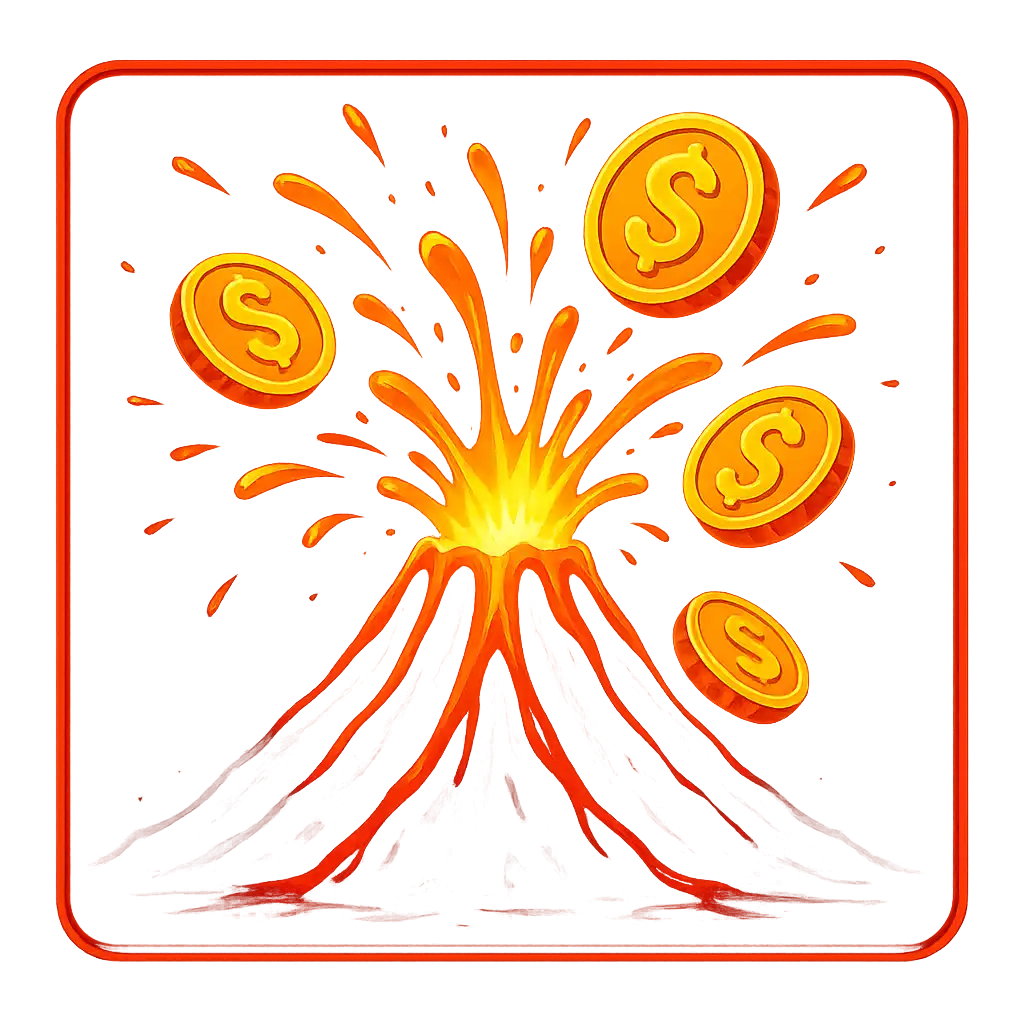3 Coin Volcanoes slot game thumbnail at Pawbets